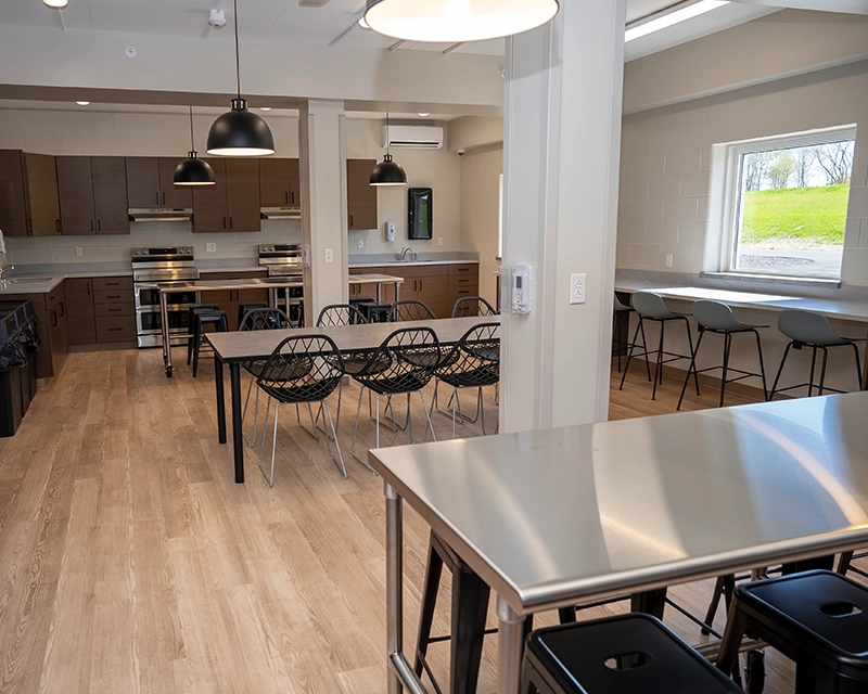Shared kitchen in Compass Commons at Holiday World.